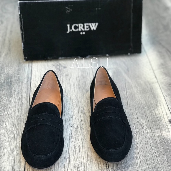 NWT J. Crew Suede Penny Loafers Black W AUTHENTIC - Picture 2 of 8